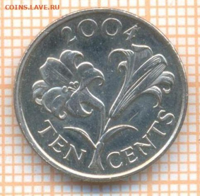 Бермуды 10 центов 2004 г., до 26.05.2024 г. в 22.00 по Москв - Бермуды 10 центов 2004 510