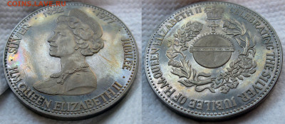 Монета Великобритания Жетон 1977 Серебряный юбилей Елизаветы - image (5)