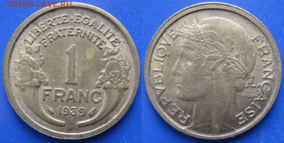 Франция 1 франк 1939 до 26-05-24 в 22:00 - 40.6. -Франция 1 франк 1939    160-ас27-6416