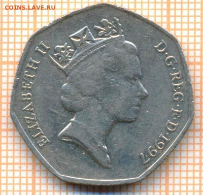 Великобритания 50 пенсов 1997 г., до 27.05.2024 г. в 22.00 п - Великобритания 50 пенсов 1997 820