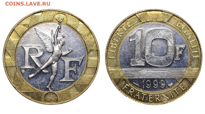 Франция. 10 франков 1999 г. Редкая. До 23.05.24. - Р1748