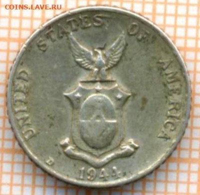 Филиппины 10 сентаво 1944 г. Ag750, до 28.05.2024 г. в 22.00 - Филиппины 10 сентаво 1944 828а