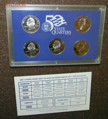 Годовой набор квотеров США 2007 "Штаты" (БАНК) Proof 29.05 - DSCN5137.JPG