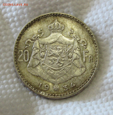 20 франков 1934 Бельгия до 26.05.2024 - 1