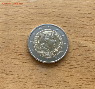 биметалл Латвия 2 евро 2014 Милда - IMG_6574.JPG