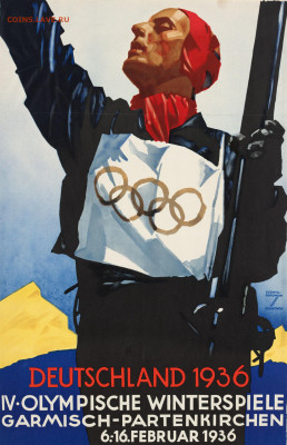 Нотгельды Германии. Обзорная тема. - IV_Olympische_Winterspiele_1936_Plakat_Hohlwein_Fokus