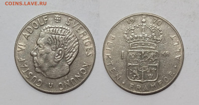 Швеция 1 крона 1970 года Густав VI - 28.05 - IMG_20240524_194504