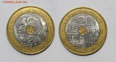Франция 20 франков 1994 г 100 лет Кубиртен - 28.05 - IMG_20240524_195020