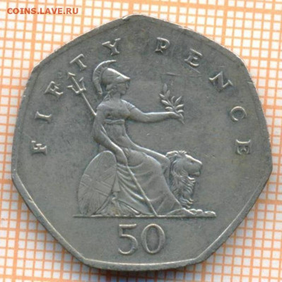 Великобритания 50 пенсов 2001 г., до  03.06.2024 г. в 22.00 - Великобритания 50 пенсов 2001 841а