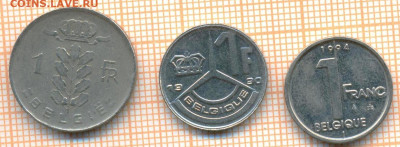 Бельгия 1 франк 1952,90,94 г., до 03.06.2024 г. в 22.00 по М - Бельгия 3 монеты 621