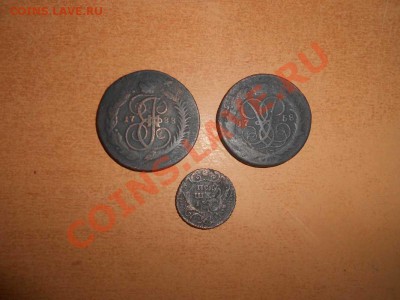 две коп. 1788 г. мм, 1758 г., полушка - перечекан.д - А.
