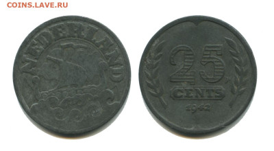 Нидерланды 25 центов 1942, 07.06.2024 22.00 мск - нидерланды 25 центов 1942