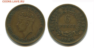 Брит. Западная Африка 3 пенса 1940, 07.06.2024 22.00 мск - Бр Западная Африка 6 пенсов 1940