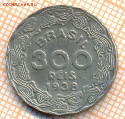Бразилия 300 реалов 1938 г., до 10.06.2024 г. в 22.00 по Мос - Бразилия 300 реалов 1938 856