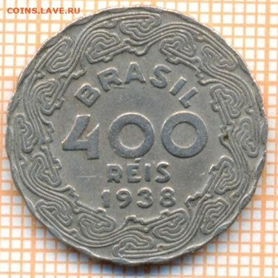 Бразилия 400 реалов 1938 г., до 10.06.2024 г. в 22.00 по Мос - Бразилия 400 реалов 1938 858
