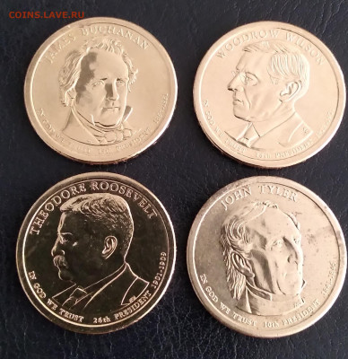 1 $ монеты Президенты США 4шт.10, 15, 26, 28. до 10.06.24г. - 20240605_124045