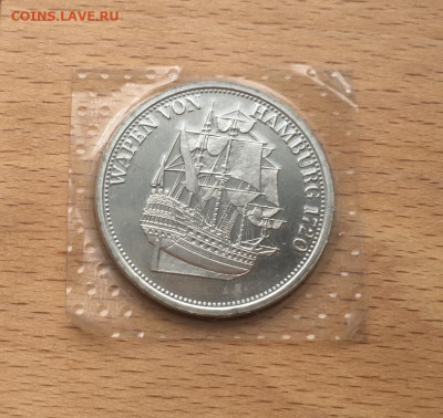 Крона Шайба жетон медаль Корабль Гамбург 1720 Wapen Von Hamb - krona_shajba_zheton_medal_korabl_gamburg_1720_wapen_von_hamburg_blister_parusnik_flot