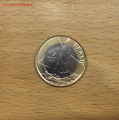 биметалл Бразилия 1 реал 2015 Олимпийские Игры Парусный Спор - bimetall_brazilija_1_real_2015_olimpijskie_igry_rio_de_zhanejro_2016_parusnyj_sport_olimpiada_parusnik