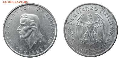 ГЕРМАНИЯ 2 марки 1934(F) Фридрих Шиллер - 8