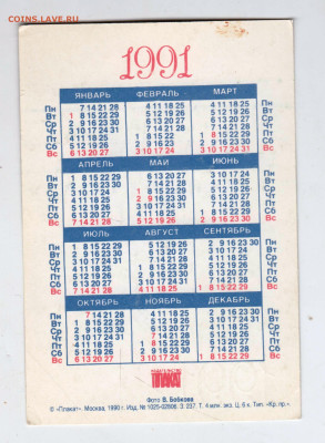 Календарик 1991 г. до 17.06.24 г. в 23.00 - 013