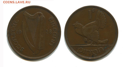 Ирландия 1 пенни 1928, до 14.06.2024 22.00 мск - ирландия 1 пенни 1928