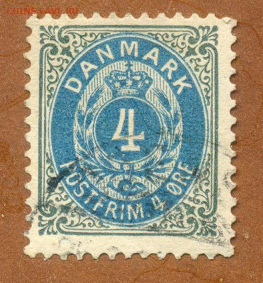 Дания почтовая марка 1875 г. - почта-марка_Дания-1875-4э