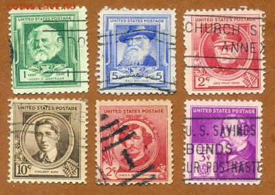 США выдающиеся люди 1940 г. марки 6шт. - почта-марки_США-1940_личности_6шт