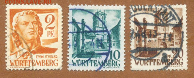 Вюртемберг 1948 г. марки 3 шт. - почта-марки_Вюртемберг-1948_3шт