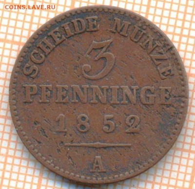 Пруссия 3 пф 1852 г., до 18.06.2024 г. в 22.00 по Москве - Пруссия 3 пф 1852 772