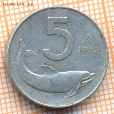 Италия 5 лир 1953 г., до 18.06.2024 г. в 22.00 по Москве - Италия 5 лир 1953 786