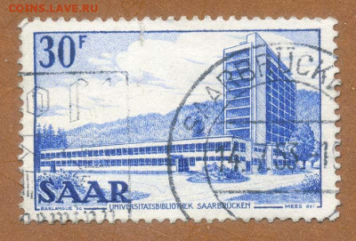 Саар марка 30 франков 1953 г. - почта-марка_Саар-1953-30F