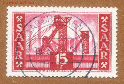 Саар марка 15 франков 1955 г. - почта-марка_Саар-1955-15F