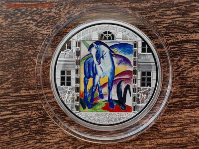 20дол 2011 О-ва Кука, Синий конь. Франц Марк,Ag999, до 21.06 - ЯЯ КУК Синий конь-1