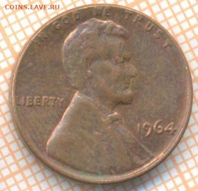США 1 цент 1964 г., до 21.06.2024 г. в 22.00 по Москве - США 1 цент 1964 878