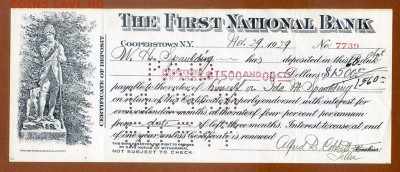 США чек The First National Bank 1929 г. - чек_США-1929_The-First-National-Bank