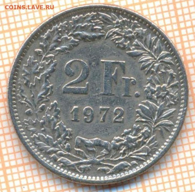 Швейцария 2 франка 1972 г., до 23.06.2024 г. в 22.00 по Моск - Швейцария 2 франка 1972 906
