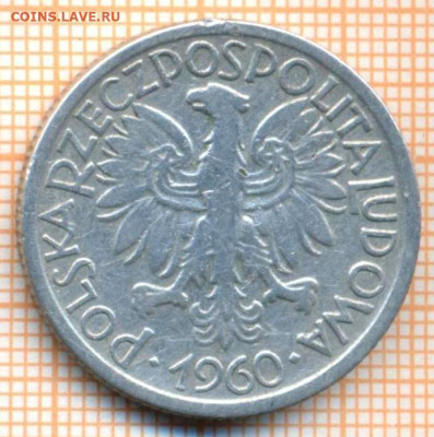 Польша 2 злотых 1960 г., до 23.06.2024 г. в 22.00 по Москве - Польша 2 злотых 1960 913