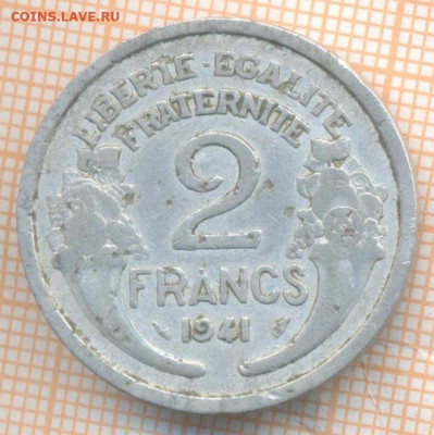 Франция 2 франка 1941 г., до 23.06.2024 г. в 22.00 по Москве - Франция 2 франка 1941 914