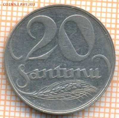 Латвия 20 сантимов 1922 г., до  23.06.2024 г. в 22.00 по Мос - Латвия 20 сантимов 1922 927