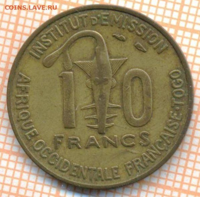 Фр Зап Африка 10 франков 1957 г., до 24.06.2024 г. в22.00 п - ФрЗапАфр Того 10 франков 1957 952