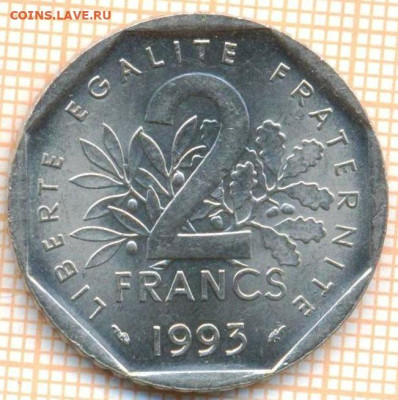 Франция 2 франка 1993 г., до 25.06.2024 г. в 22.00 по Москве - Франция 2 франка 1993 987