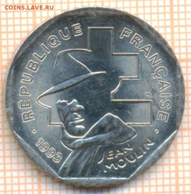 Франция 2 франка 1993 г., до 25.06.2024 г. в 22.00 по Москве - Франция 2 франка 1993 987а