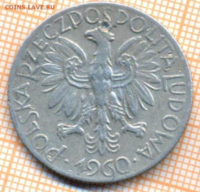 Польша 5 злотых 1960 г., до 26.06.2024 г. в 22.00 по Москве - Польша 5 злотых 1960 1019
