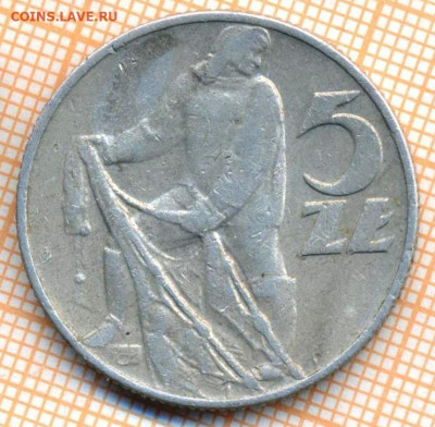 Польша 5 злотых 1960 г., до 26.06.2024 г. в 22.00 по Москве - Польша 5 злотых 1960 1019а