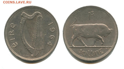 Ирландия 1 шиллинг 1964 до 21.06.2024 22.00 мск - ирландия 1 шиллинг1964