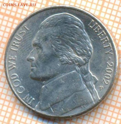 США 5 центов 2002 г., до 26.06.2024 г. в 22.00 по Москве - США 5 центов 2002 1023