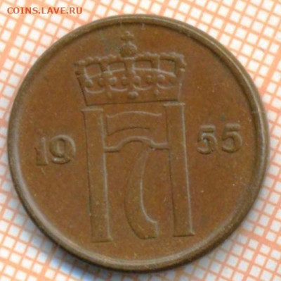 Норвегия 2 эре 1955 г., до 26.06.2024 г. в 22.00 по Москве - Норвегия 2 эре 1955 1041а