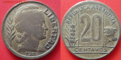 Аргентина, 20 сентаво 1948 г. – до 22:00, 30.06.24 - Аргентина-1