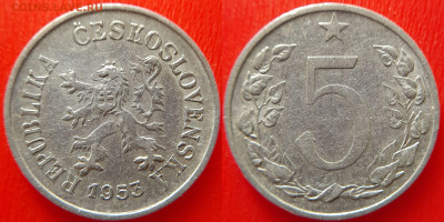 Чехословакия, 5 геллеров 1953 г. – до 22:00, 30.06.24 - Чехословакия-5