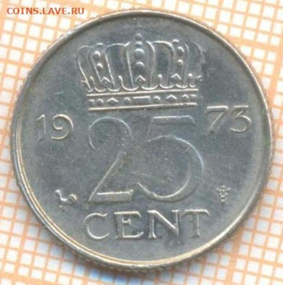 Нидерланды 25 центов 1973 г., до 30.06.2024 г. в 22.00 по Мо - Нидерланды 25 центов 1973 1207